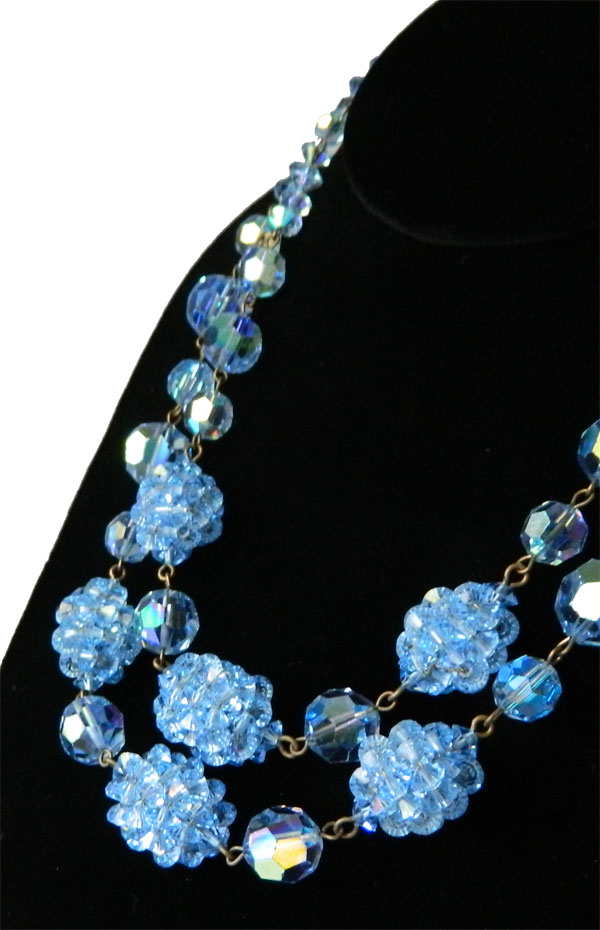 Blue aurora borealis crystal necklace
