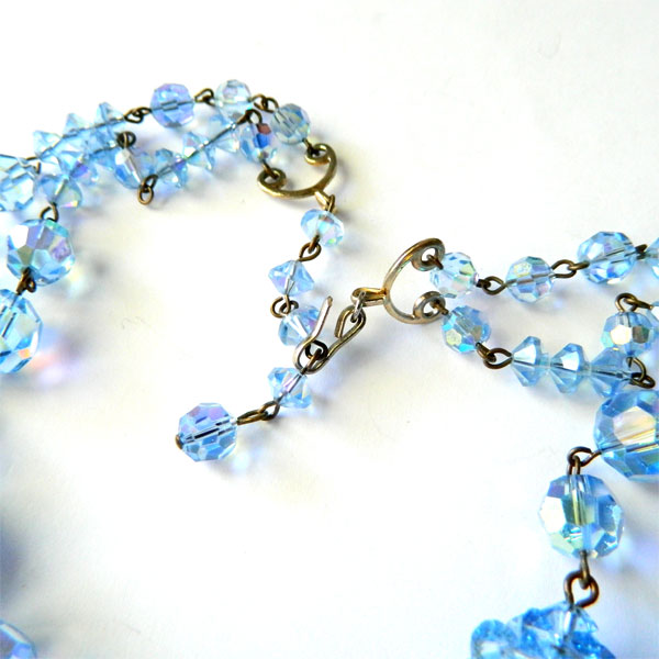 Blue aurora borealis crystal necklace