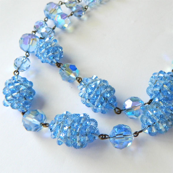 Blue aurora borealis crystal necklace