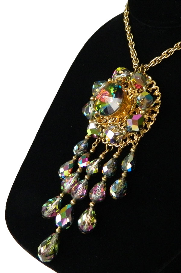 Aurora borealis crystal pendant necklace