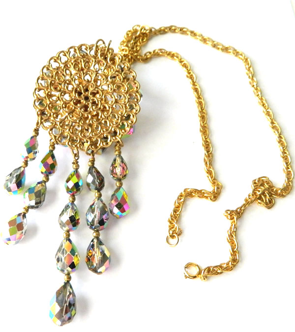 Aurora borealis crystal pendant necklace