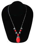 Red art deco pendant necklace