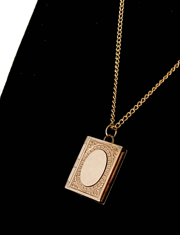 Antique book locket necklace