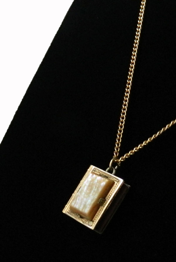 Antique book locket necklace