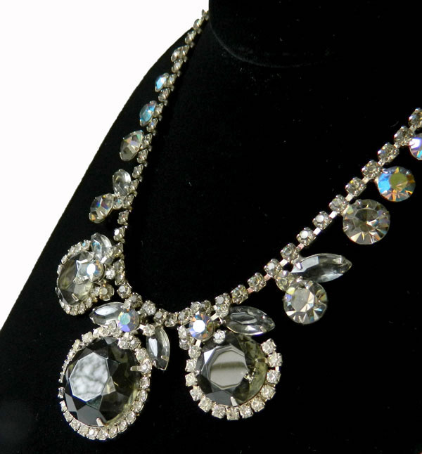 Vintage smokey rhinestone necklace