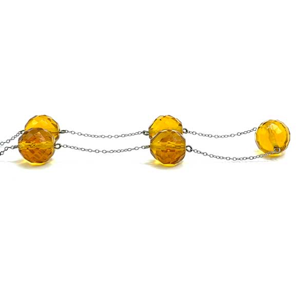 1920s amber glass beaded necklace