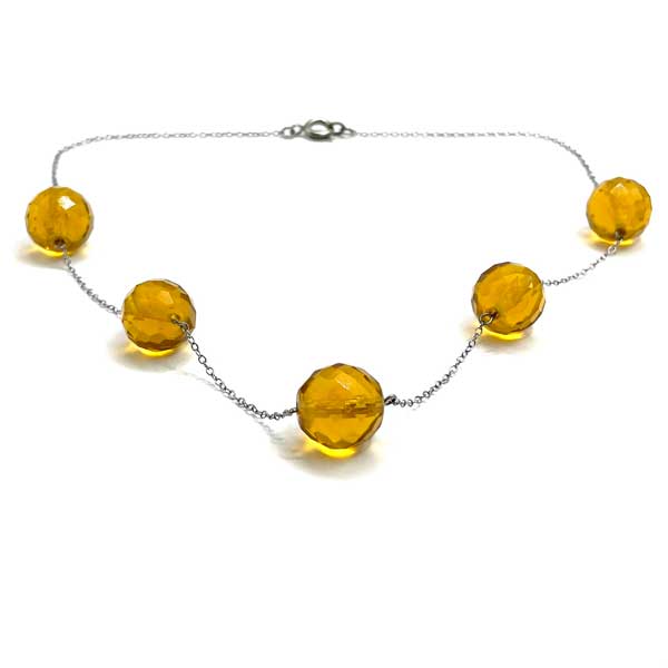 1920s amber glass beaded necklace