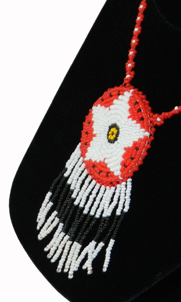 Red and Black Beaded Pendant Necklace