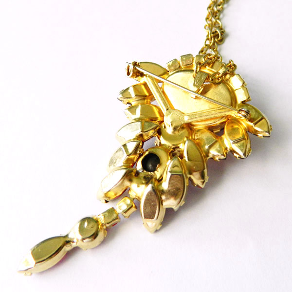 1950's red rhinestone pendant necklace
