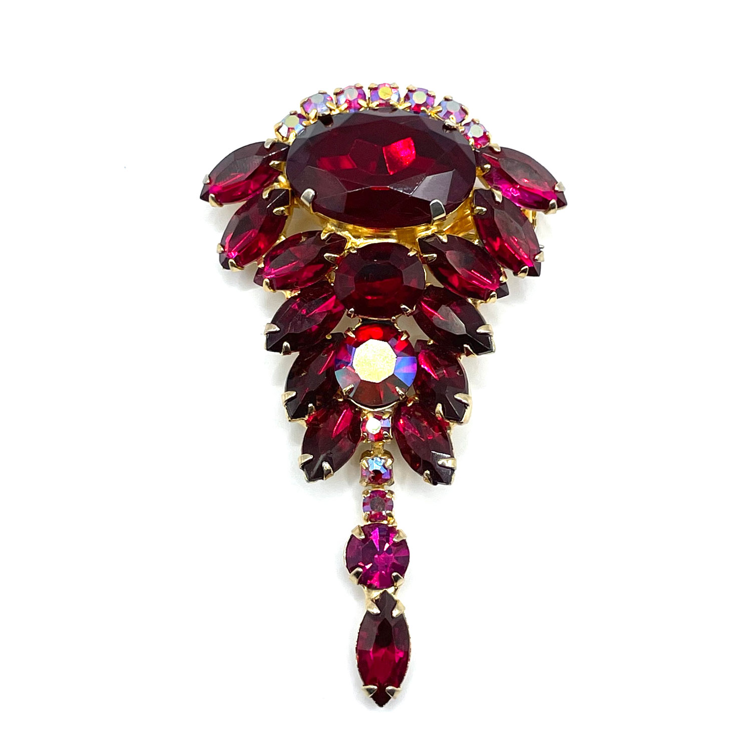 Red rhinestone brooch