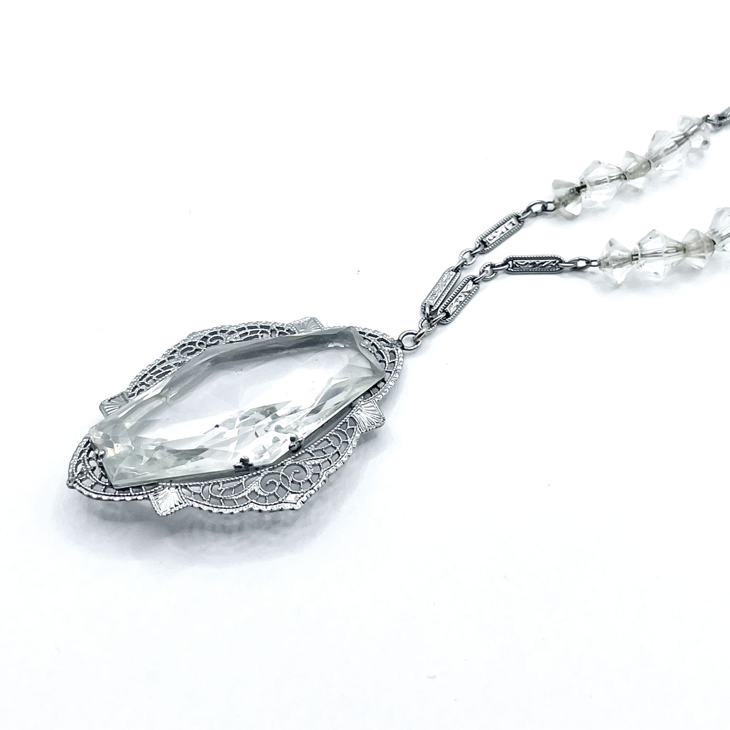 Antique Art Deco crystal pendant necklace