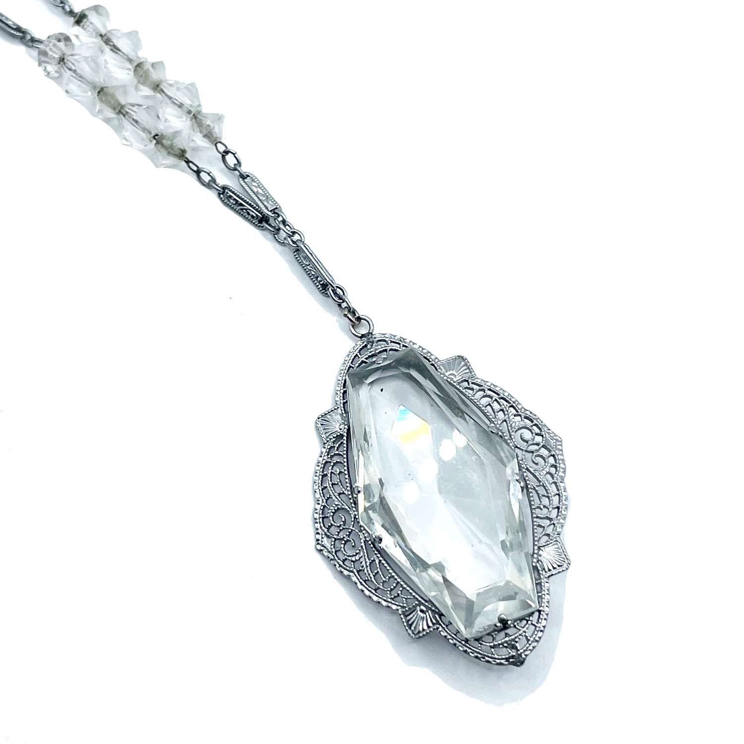Antique Art Deco crystal pendant necklace