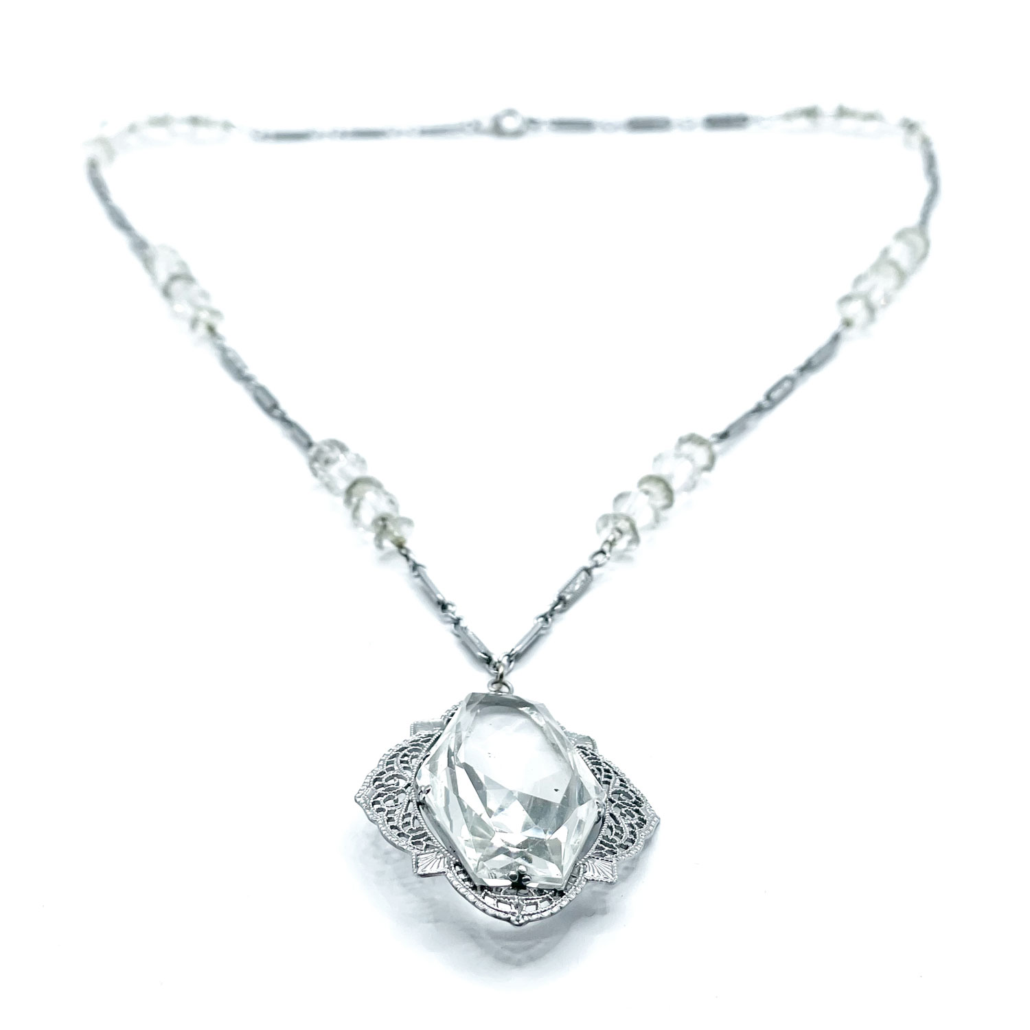 Antique Art Deco crystal pendant necklace