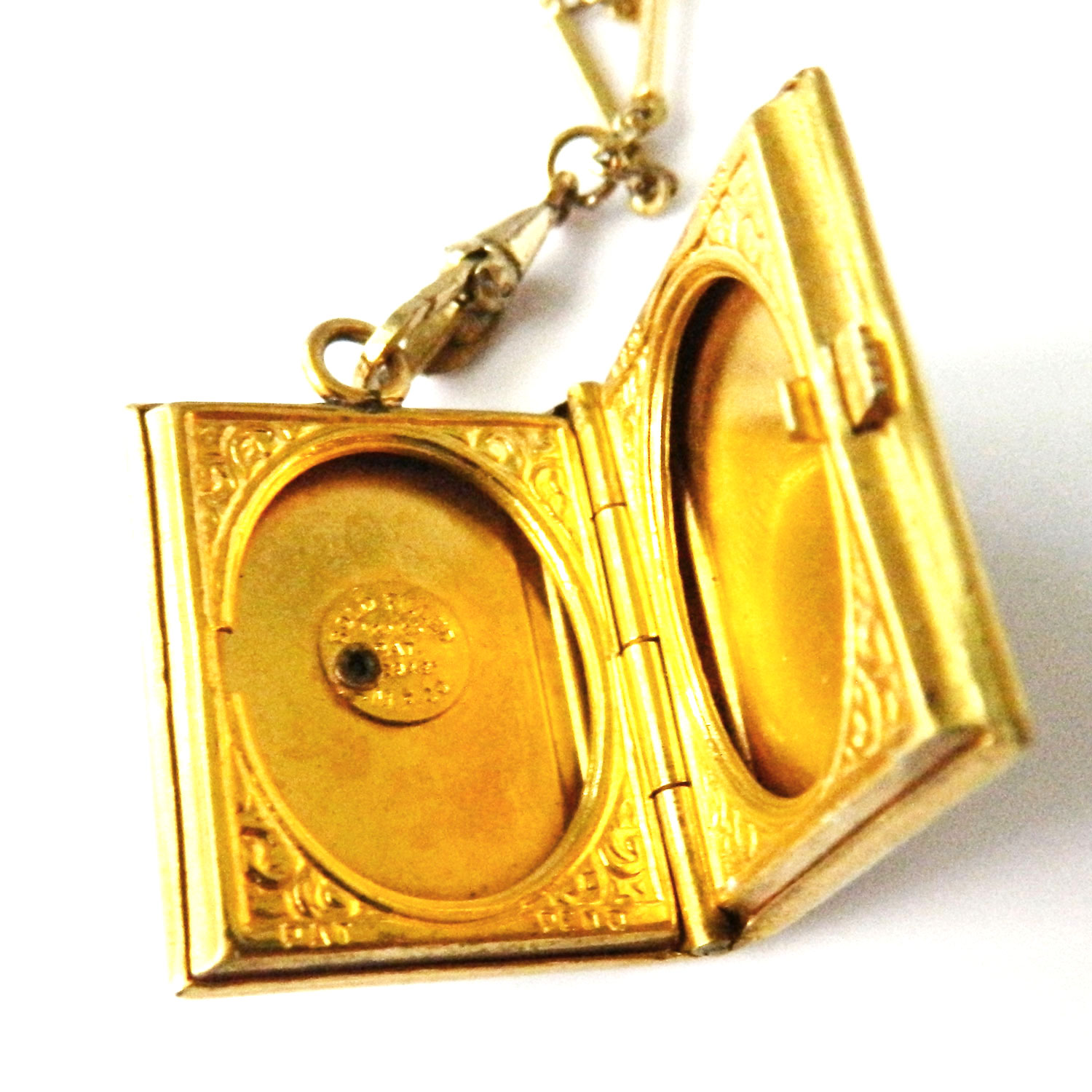 Antique book locket necklace