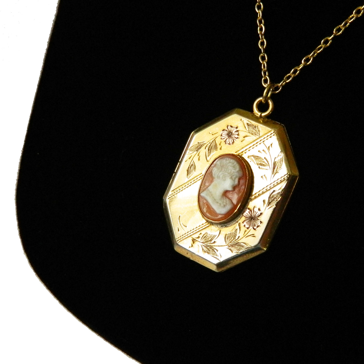 Cameo locket necklace