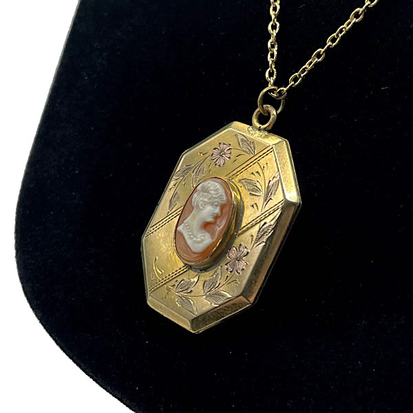 Cameo locket necklace