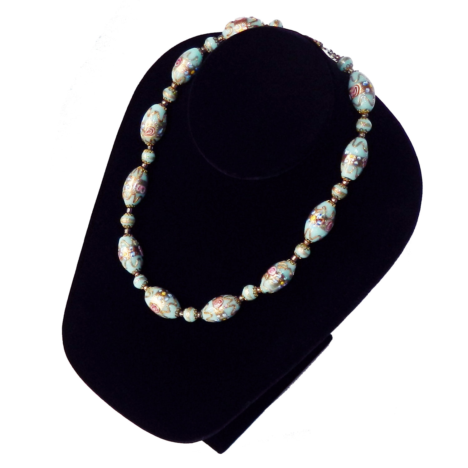 Wedding cake glass bead necklace