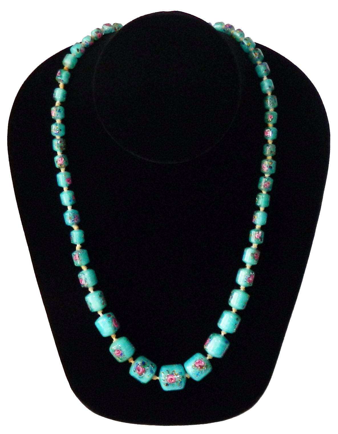Blue Murano glass bead necklace