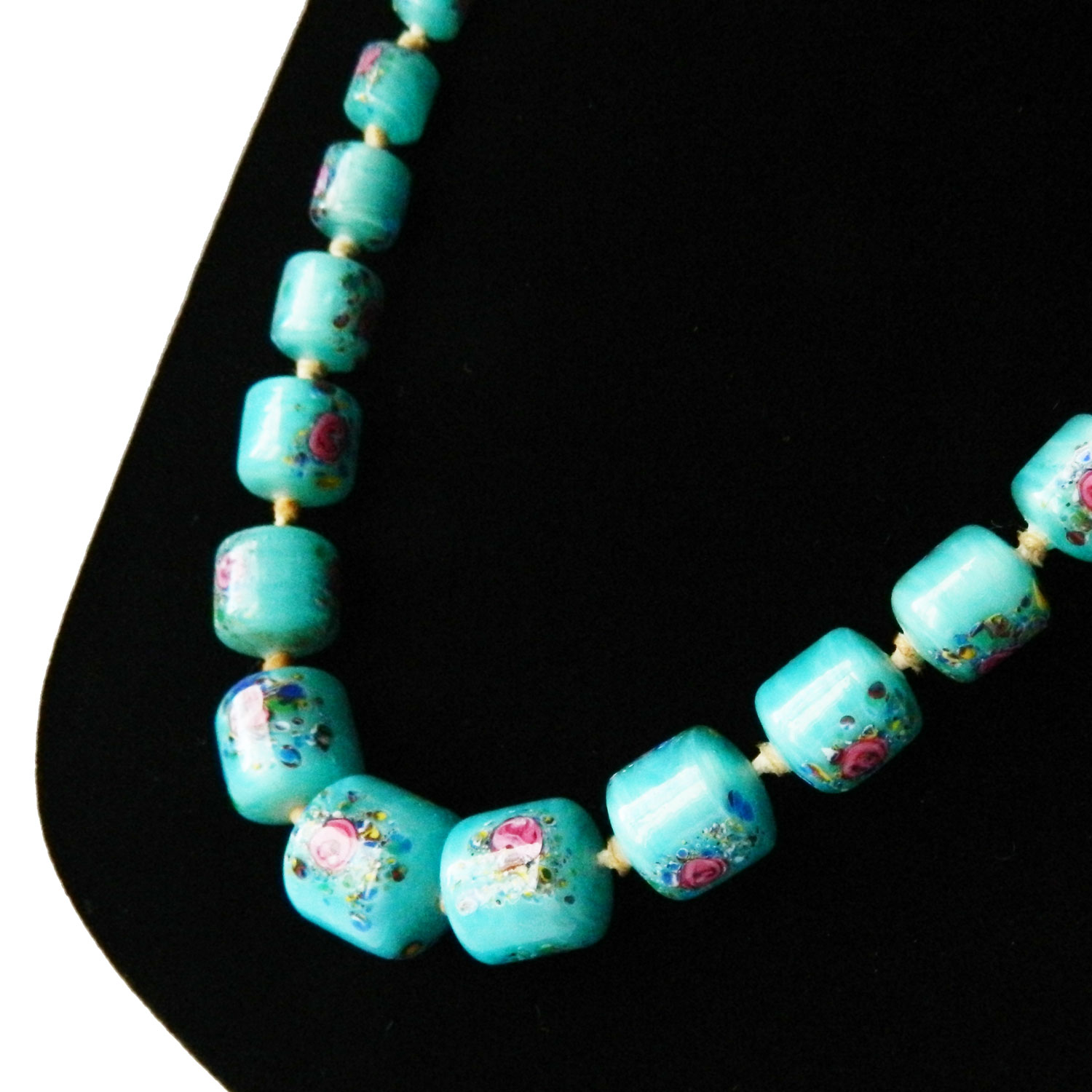 Blue Murano glass bead necklace