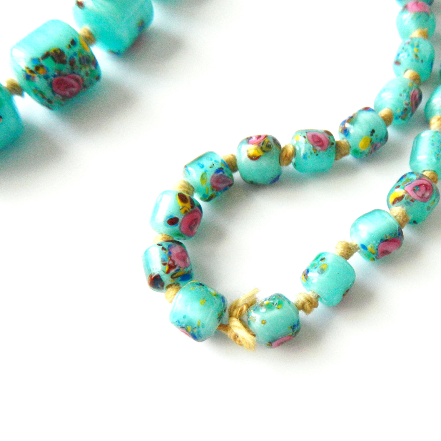 Blue Murano glass bead necklace