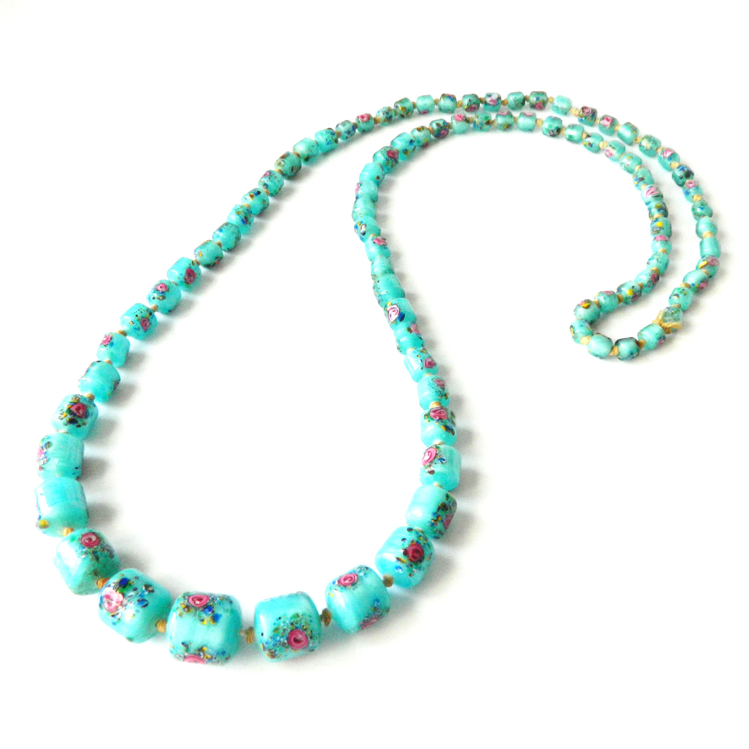 Blue Murano glass bead necklace