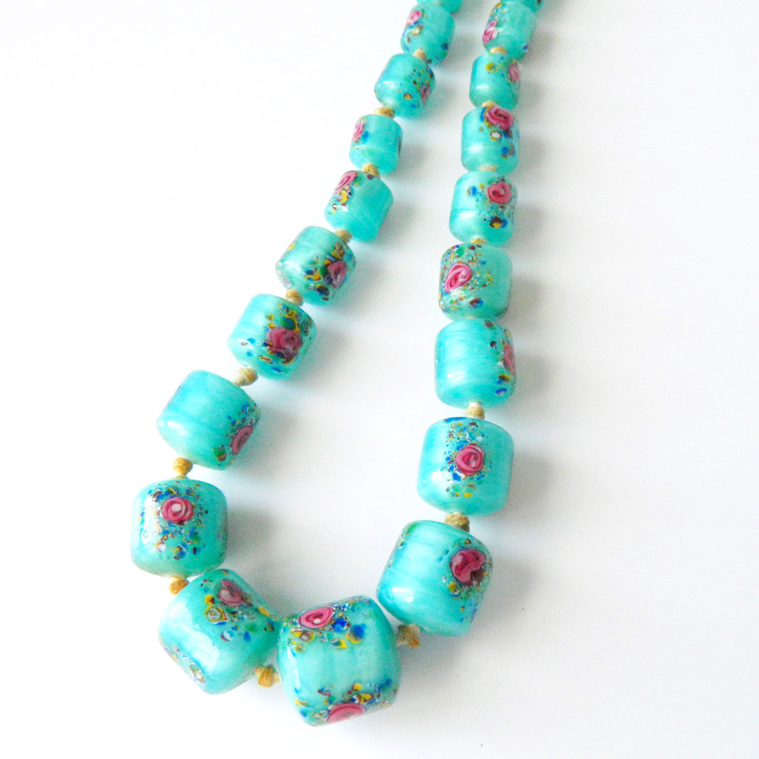 Blue Murano glass bead necklace