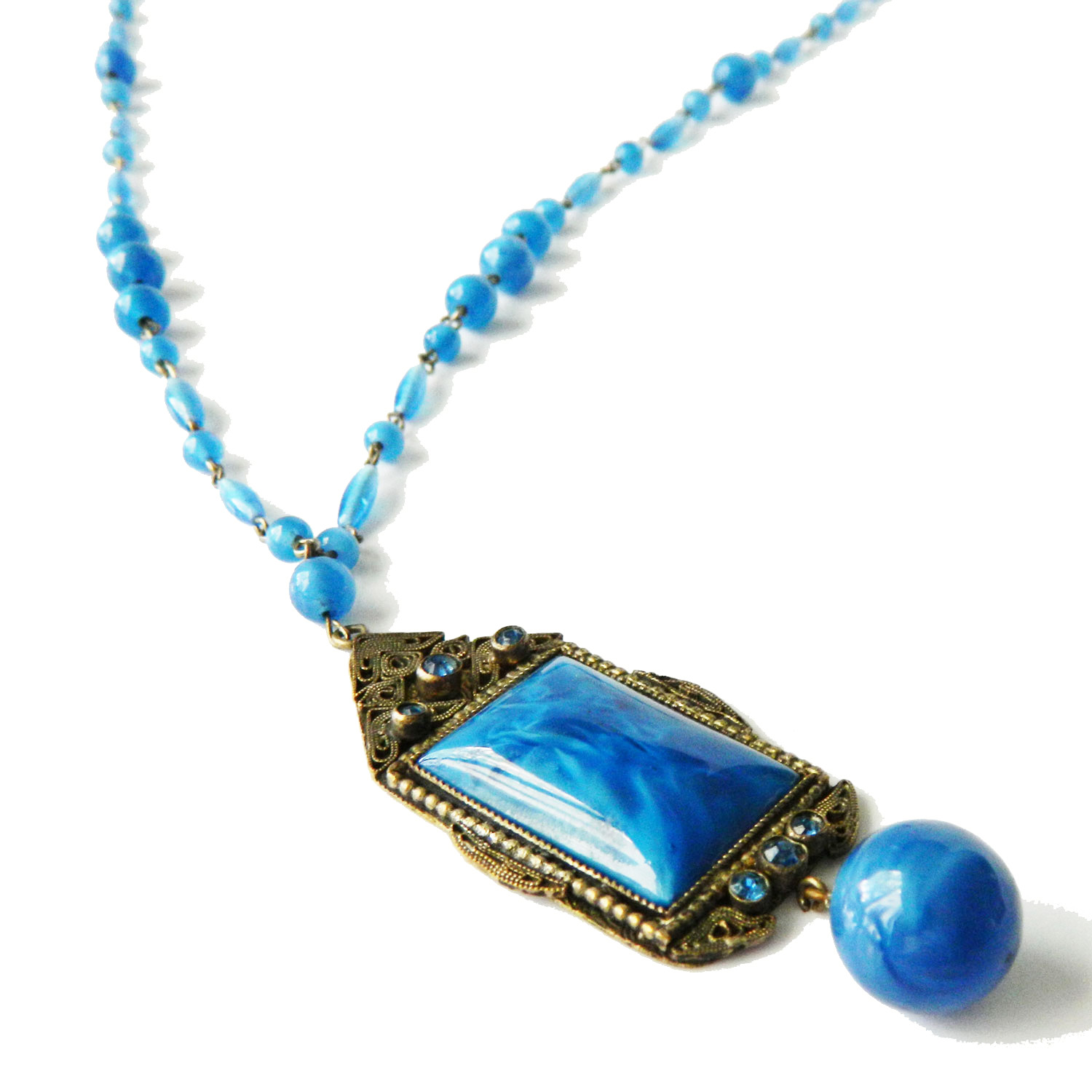 antique beaded pendant necklace