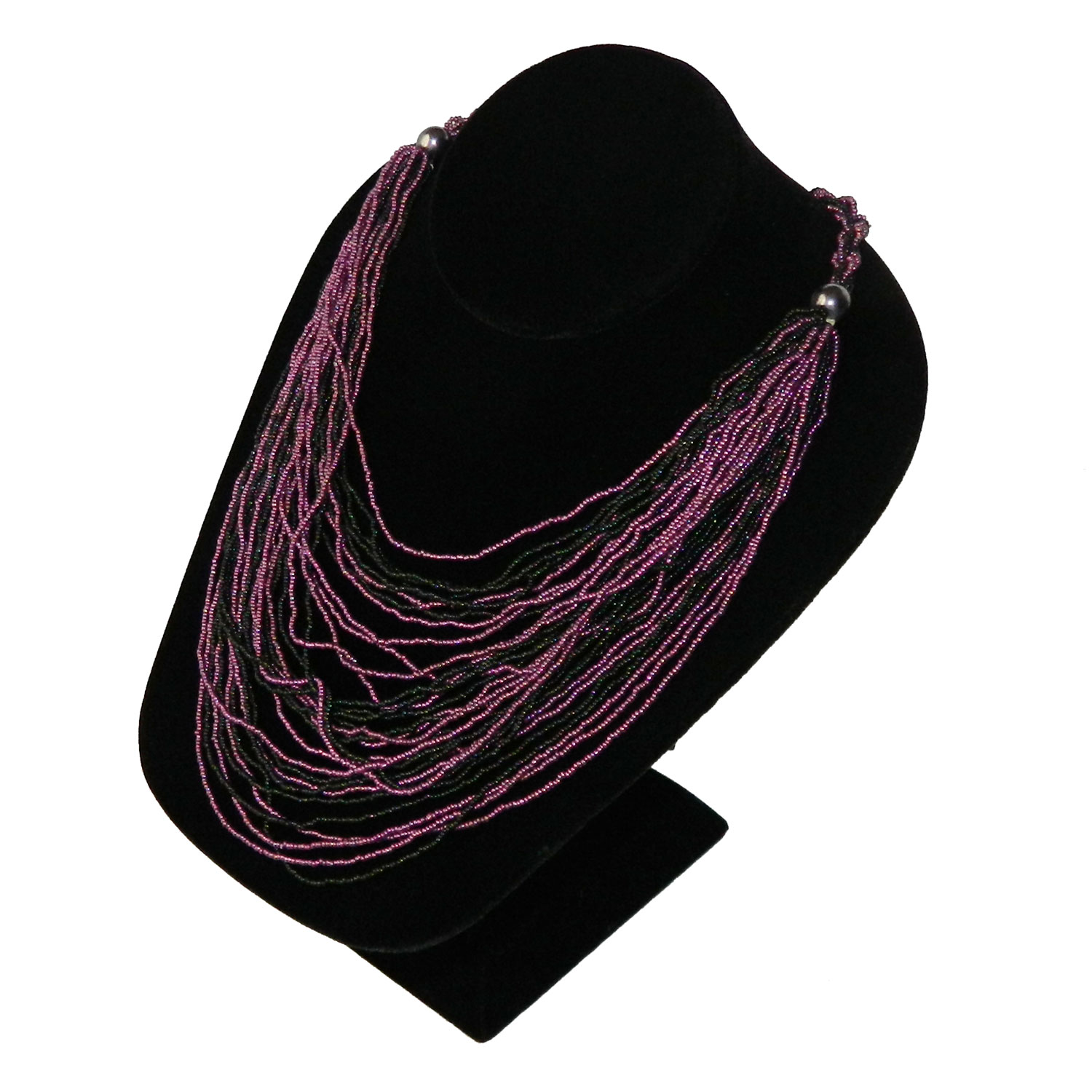 Purple micro bead bib necklace