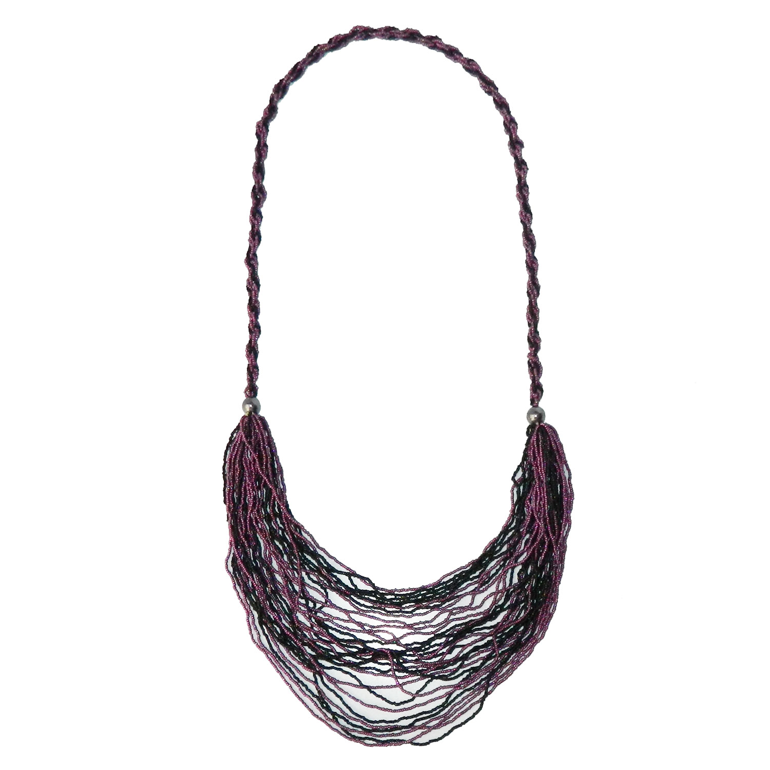 Purple micro bead bib necklace