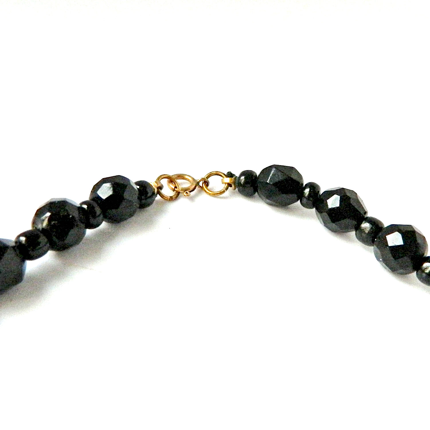 Black and Jadeite Green Bead Necklace 