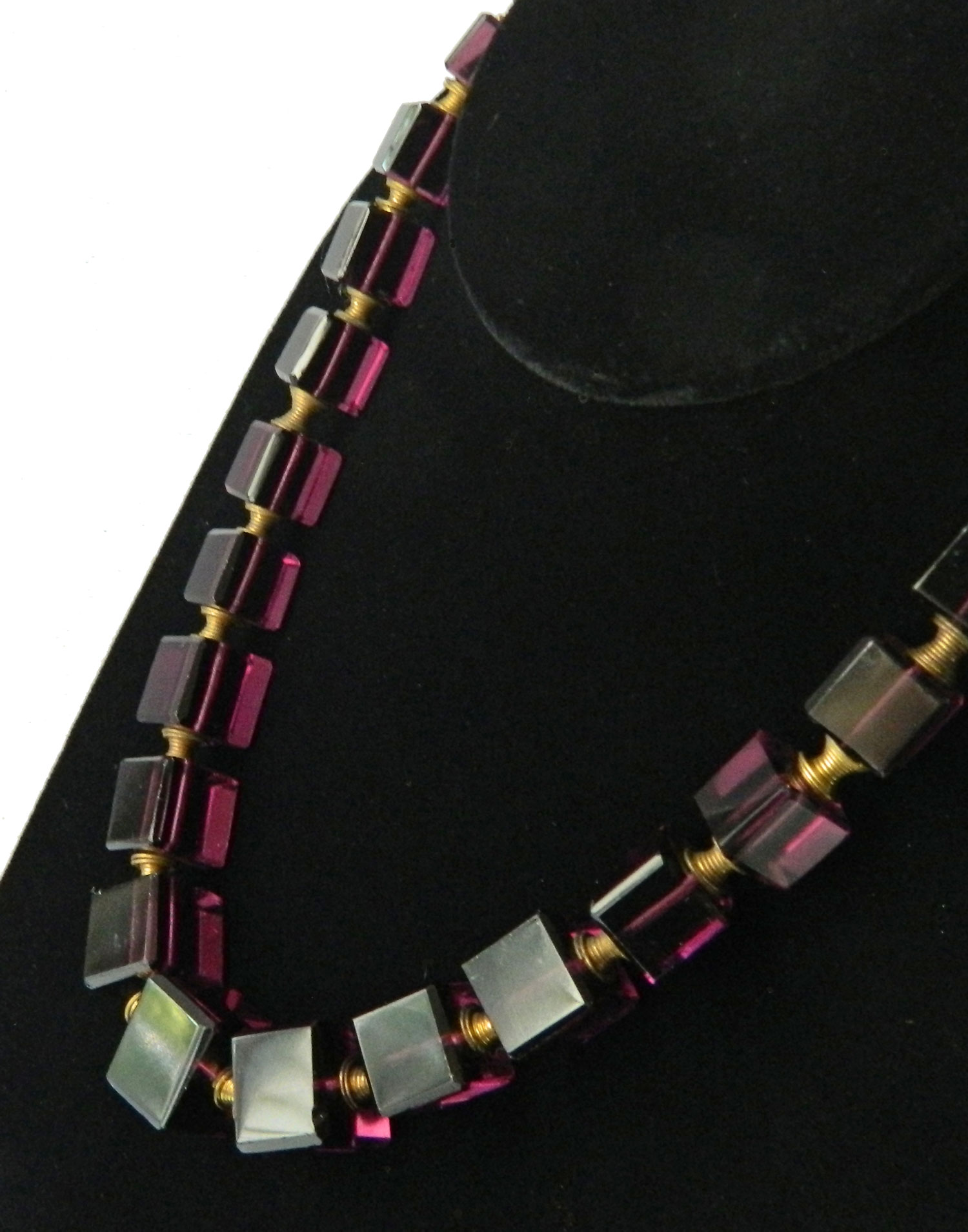 Purple Cube Bead Necklace