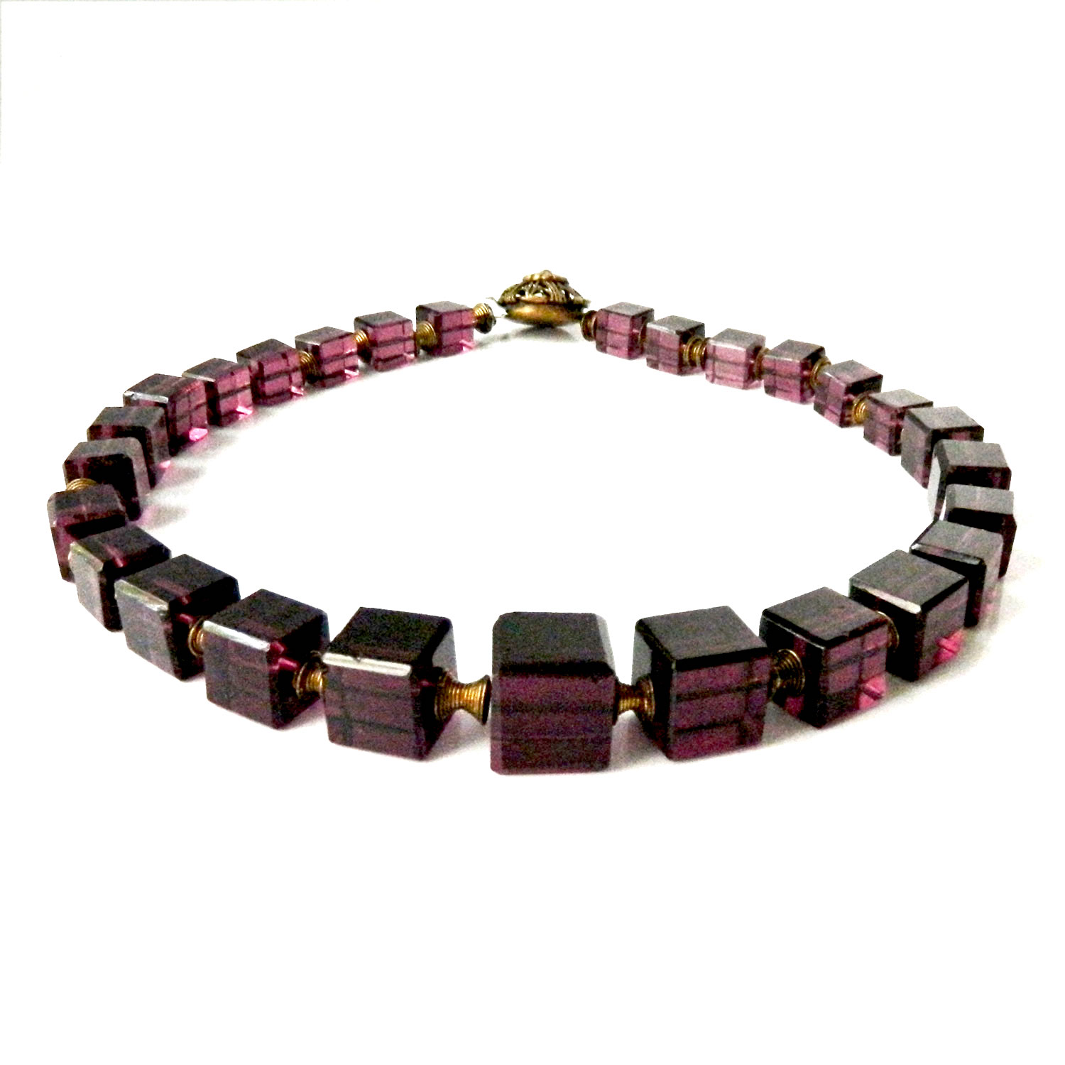 Purple Cube Bead Necklace