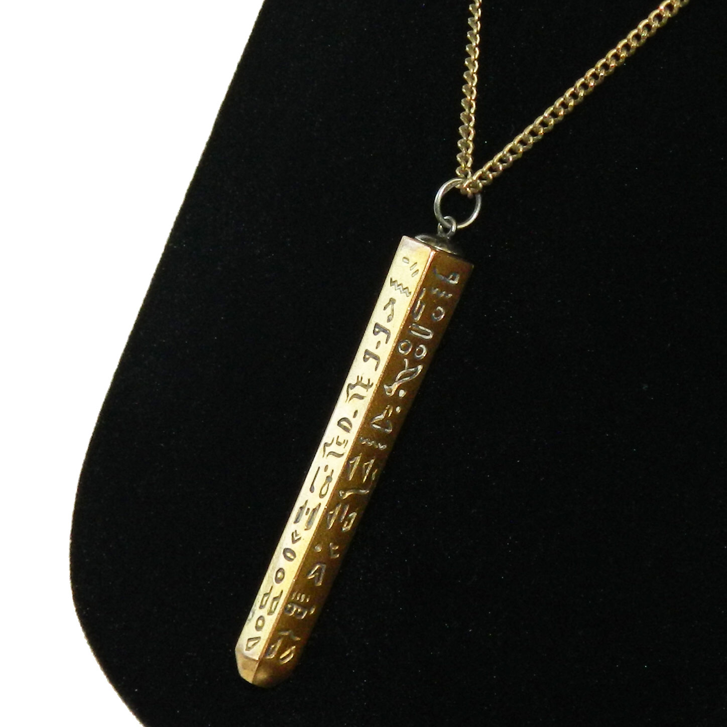 Antique Egyptian obelisk pencil pendant necklace