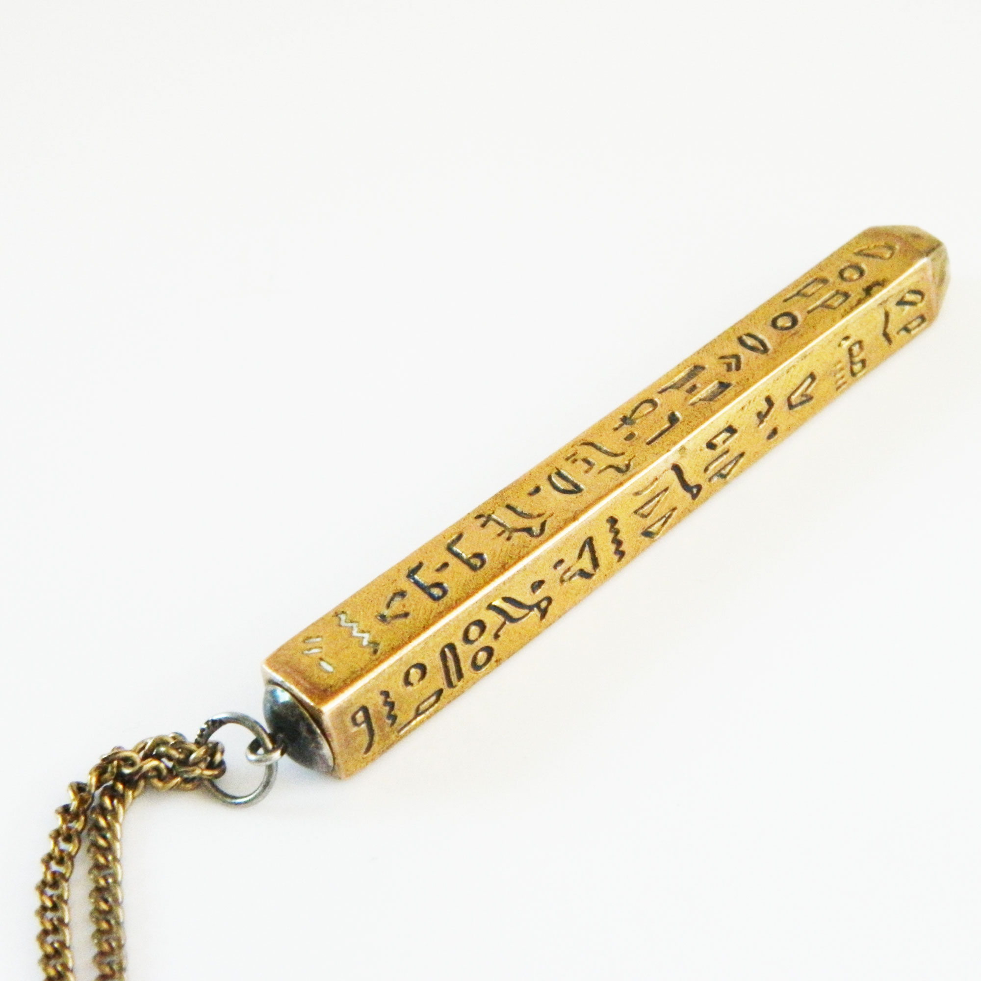 Antique Egyptian obelisk pencil pendant necklace