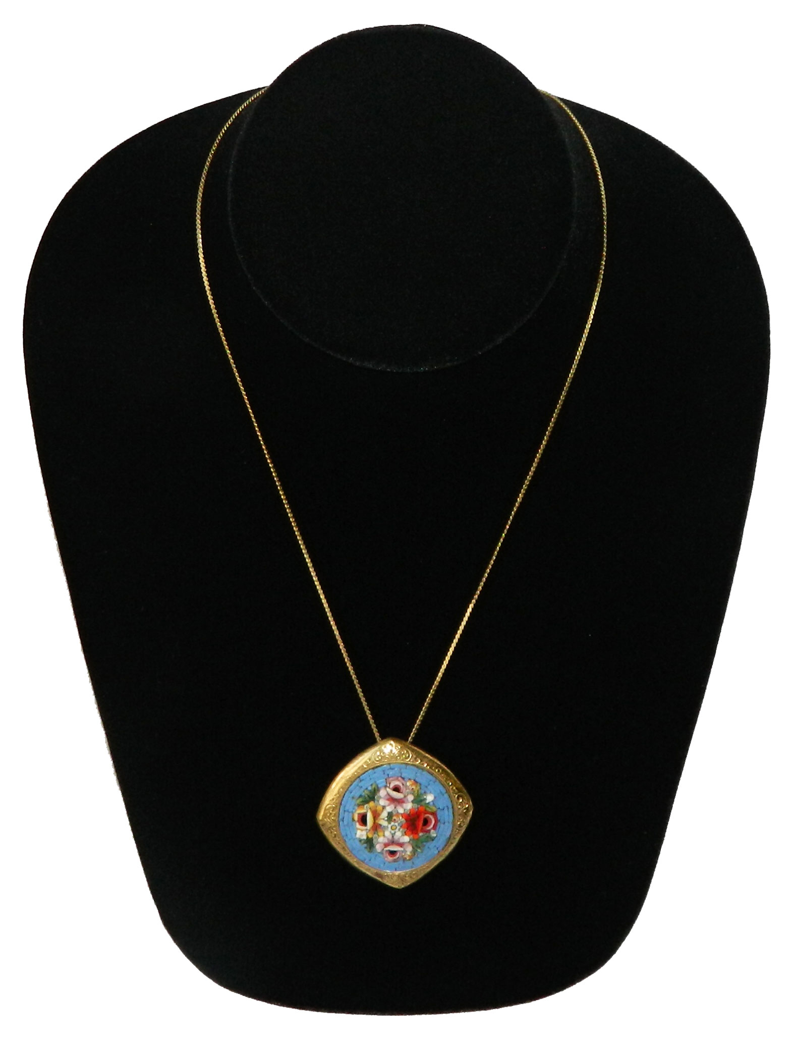 Micro mosaic pendant necklace