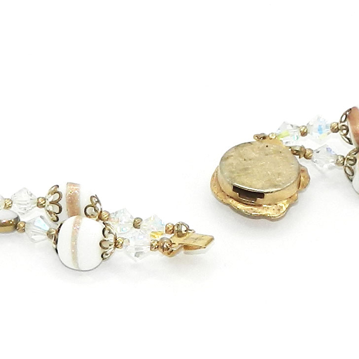 1950s Double Strand White Beaded Necklace 