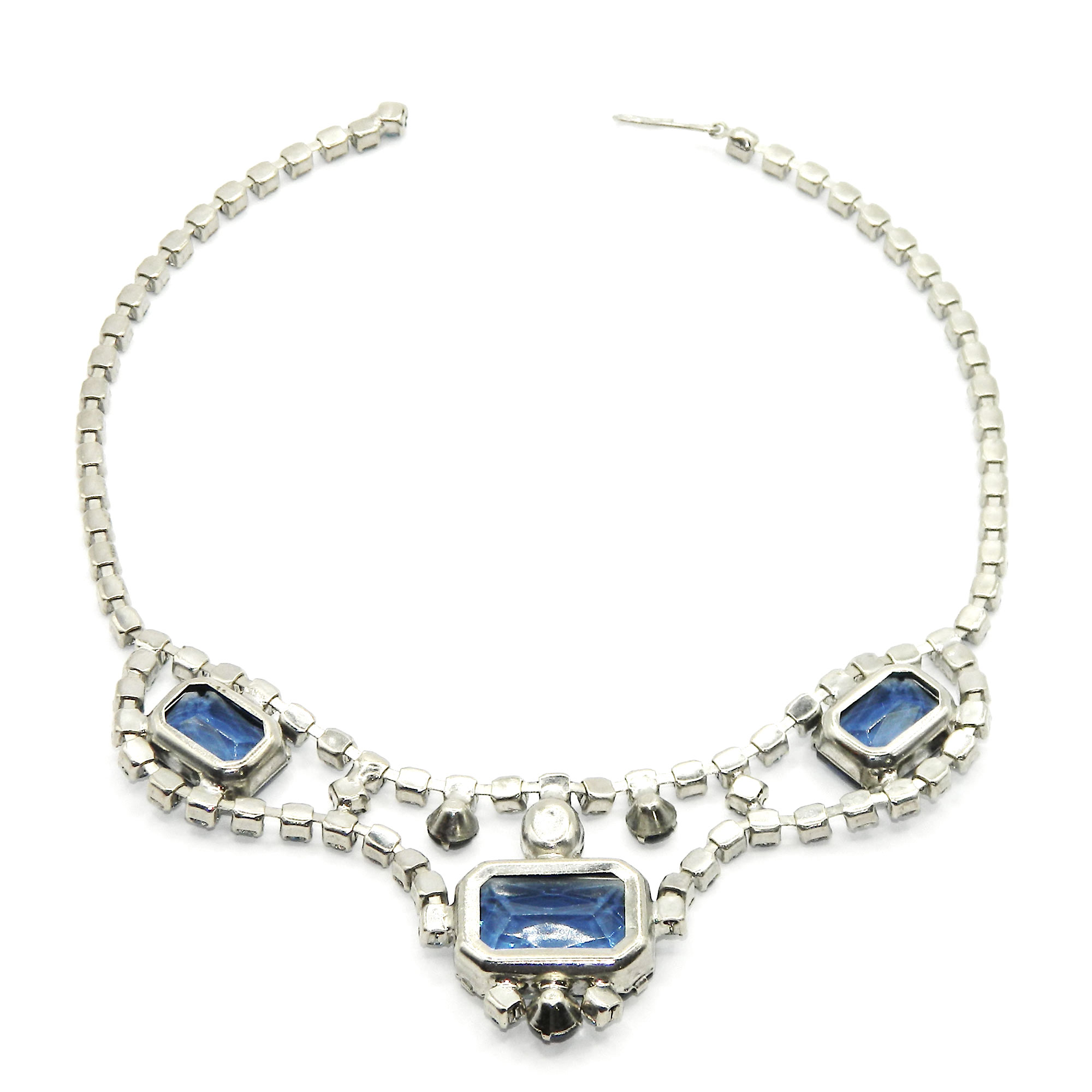 1950s blue rhinestone necklace
