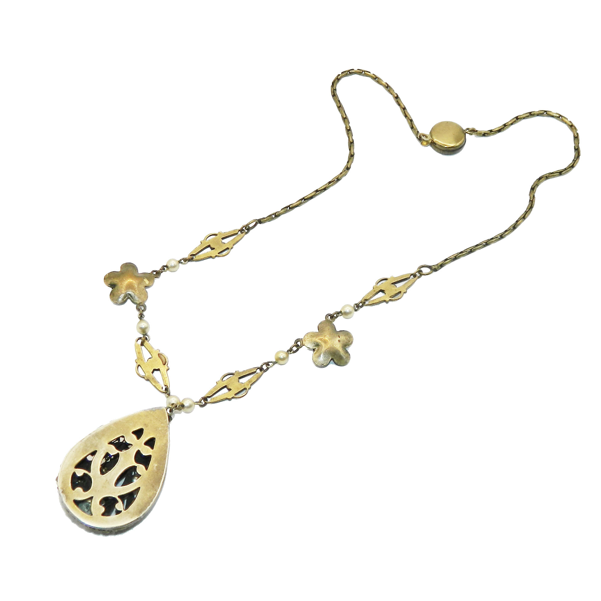 1930s faux pearl pendant necklace