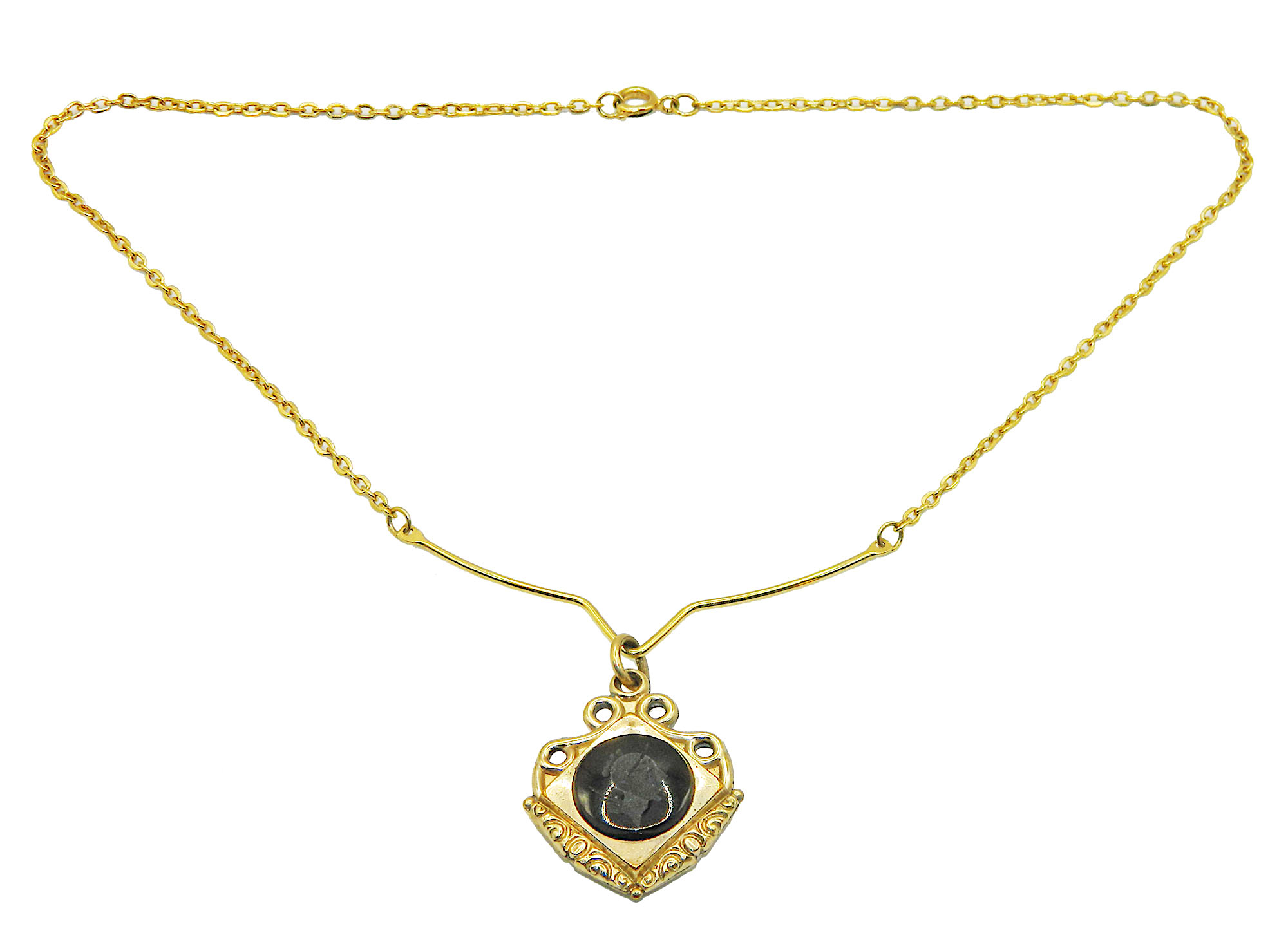 Antique watch fob pendant necklace