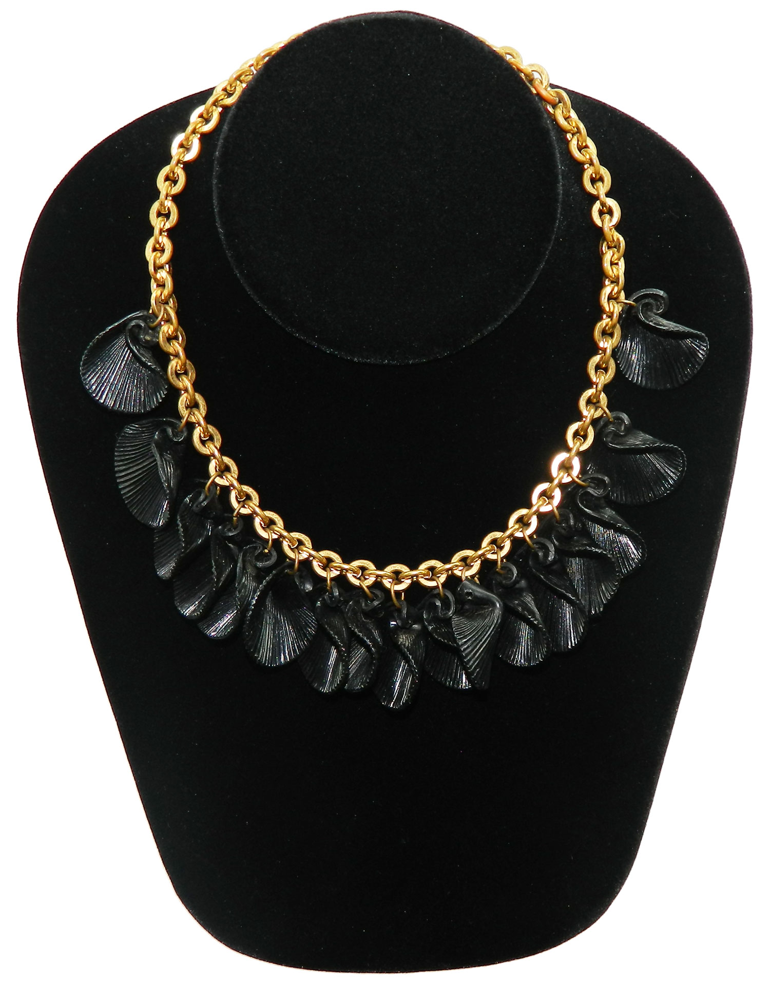 1930s black shell celluloid necklace
