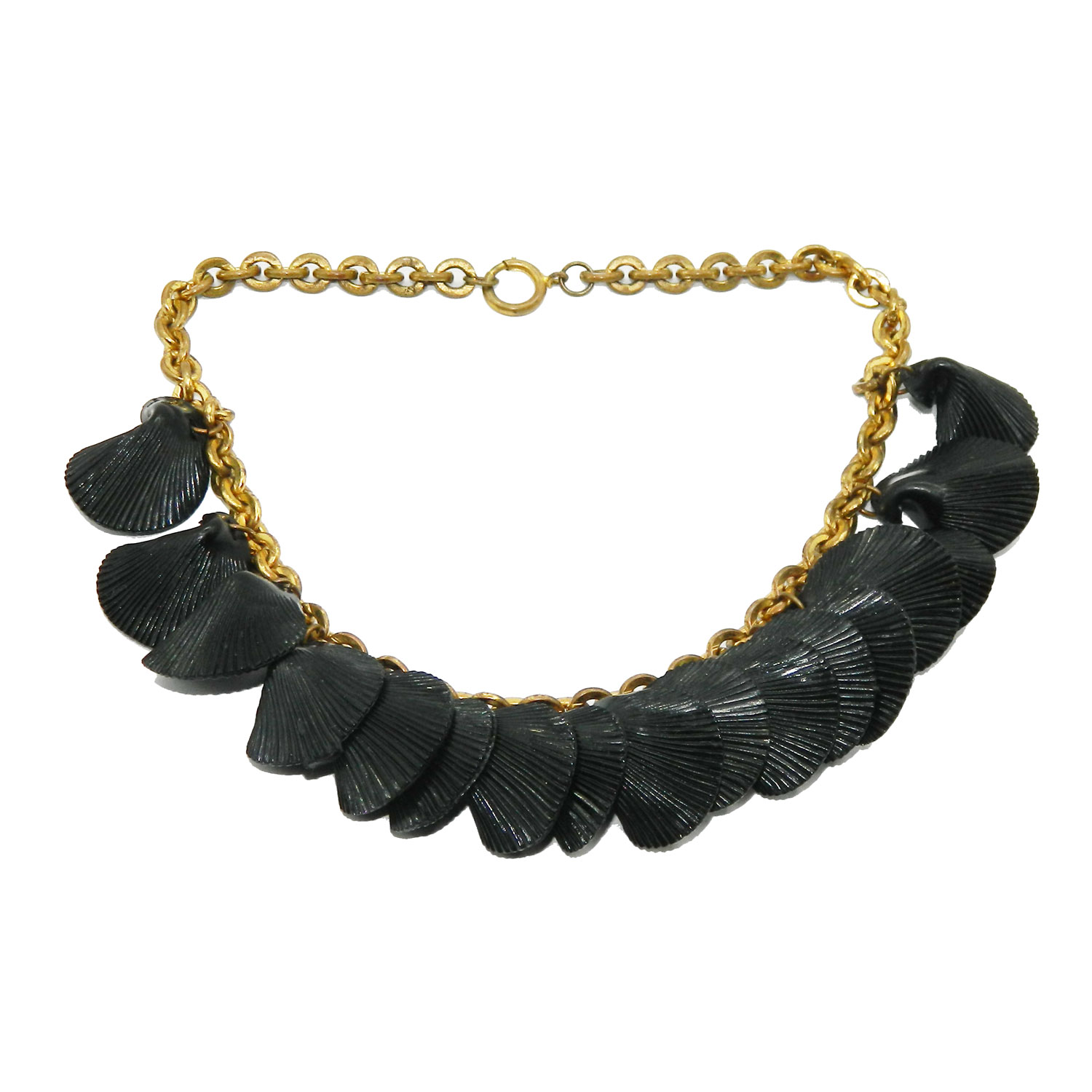 1930s black shell celluloid necklace