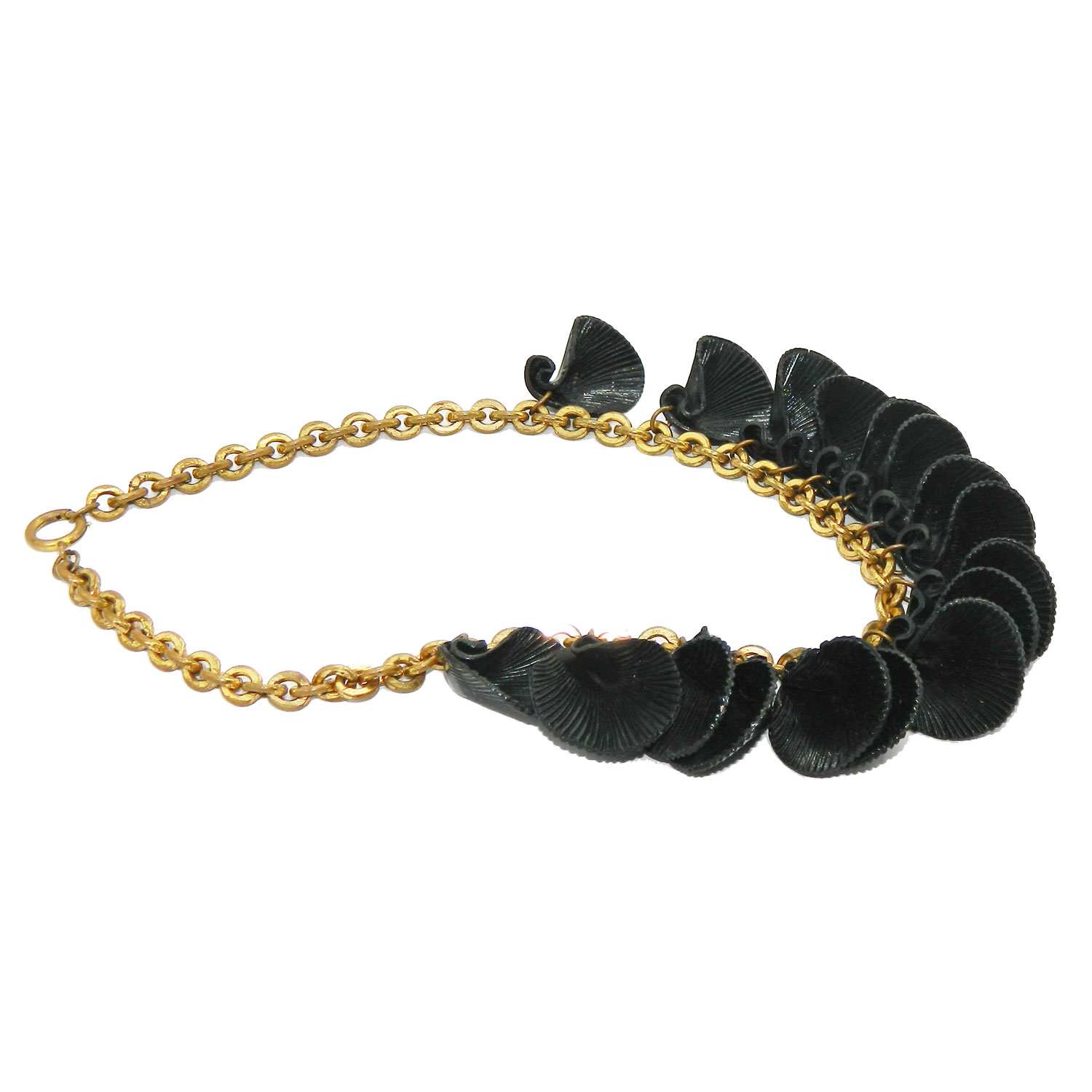 1930s black shell celluloid necklace