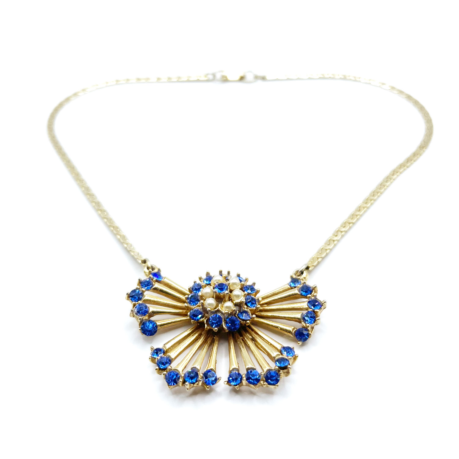 1940s blue rhinestone necklace