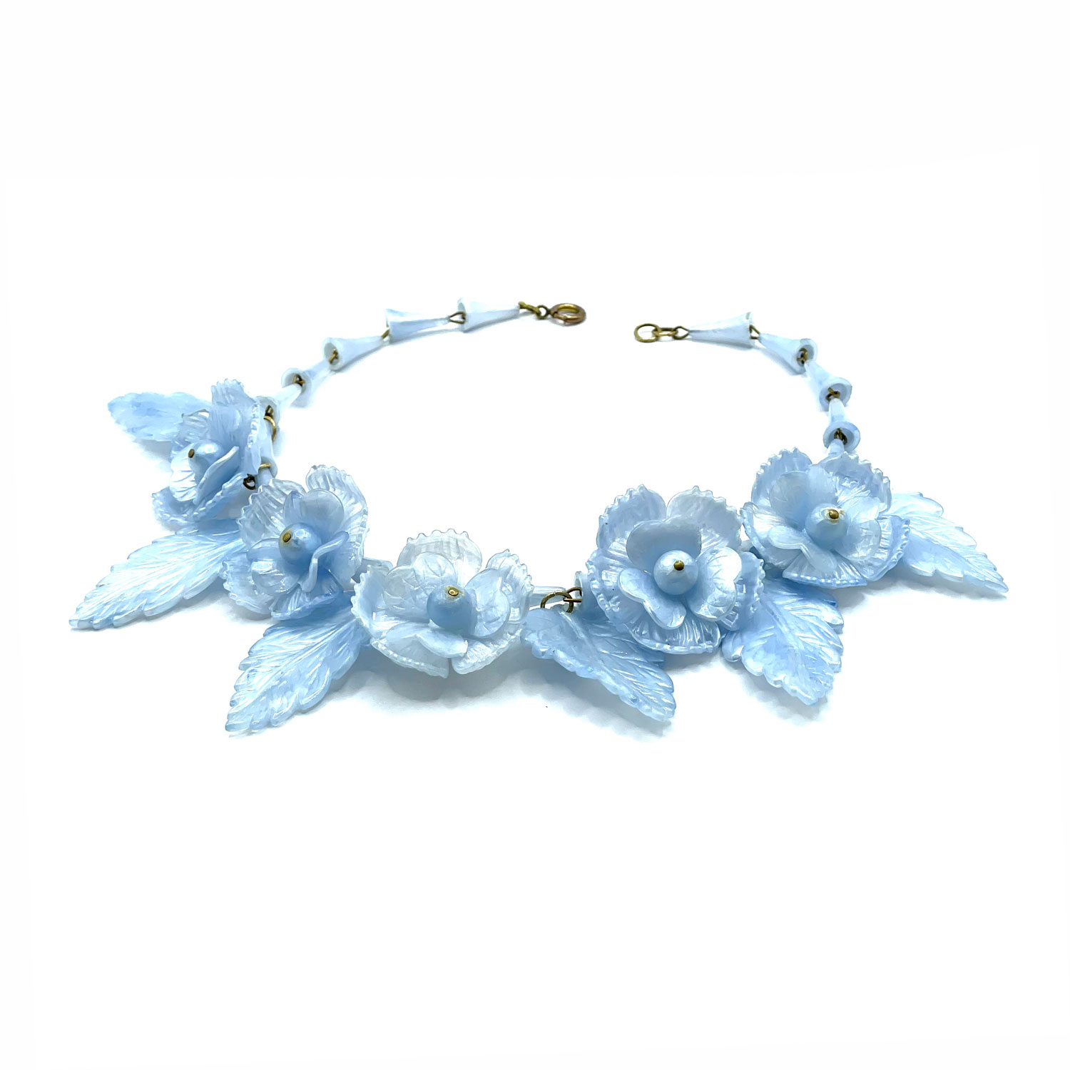 1930s flower and leaf celluloid necklace