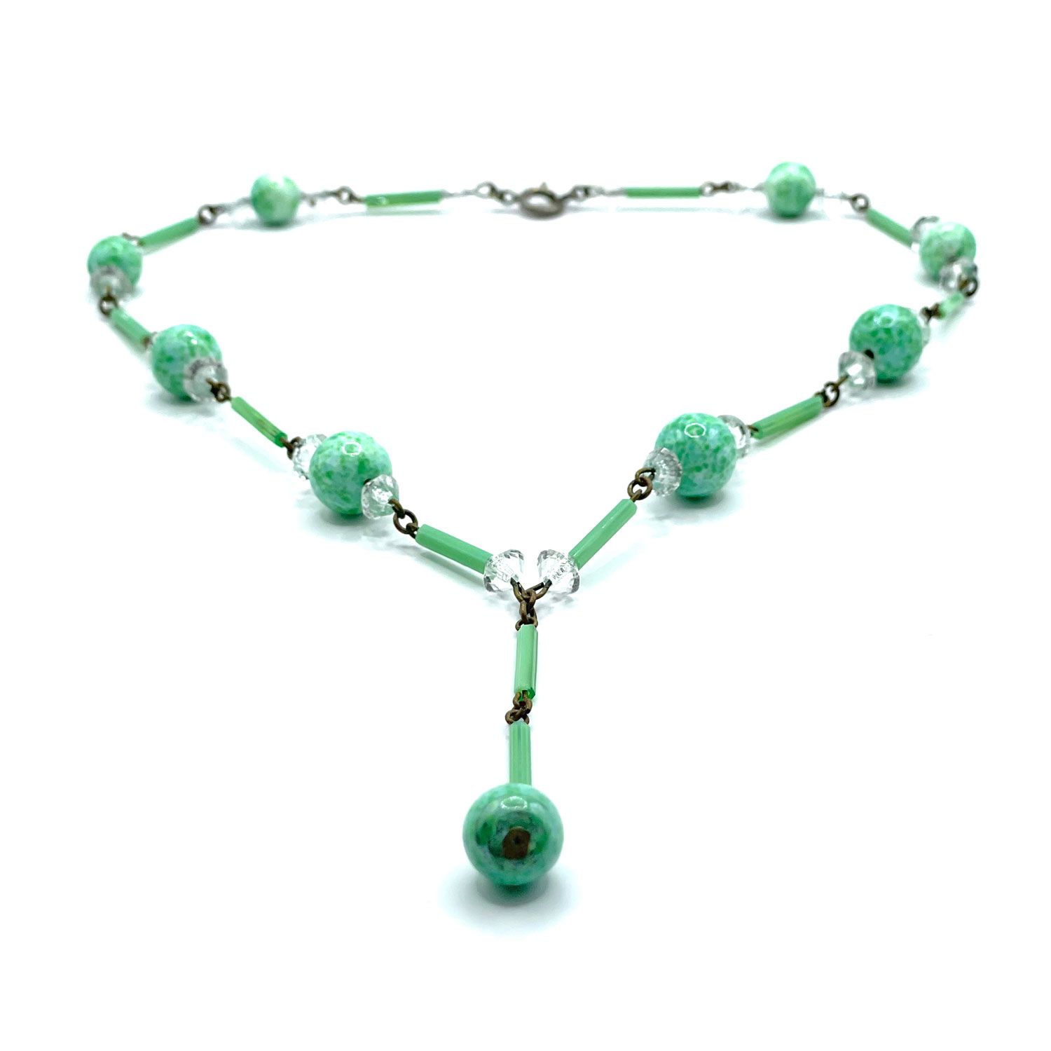 1920s Art Deco Peking glass pendant necklace