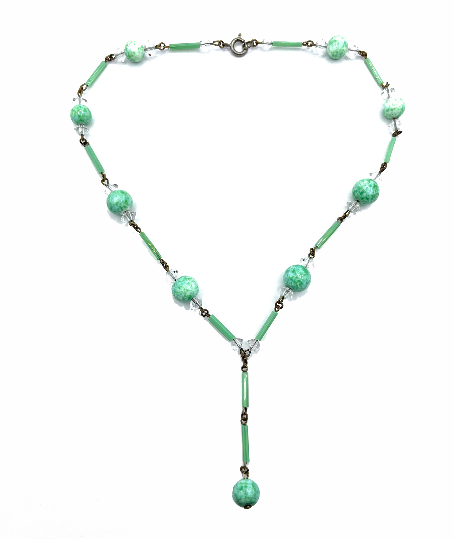 1920s Art Deco Peking glass pendant necklace