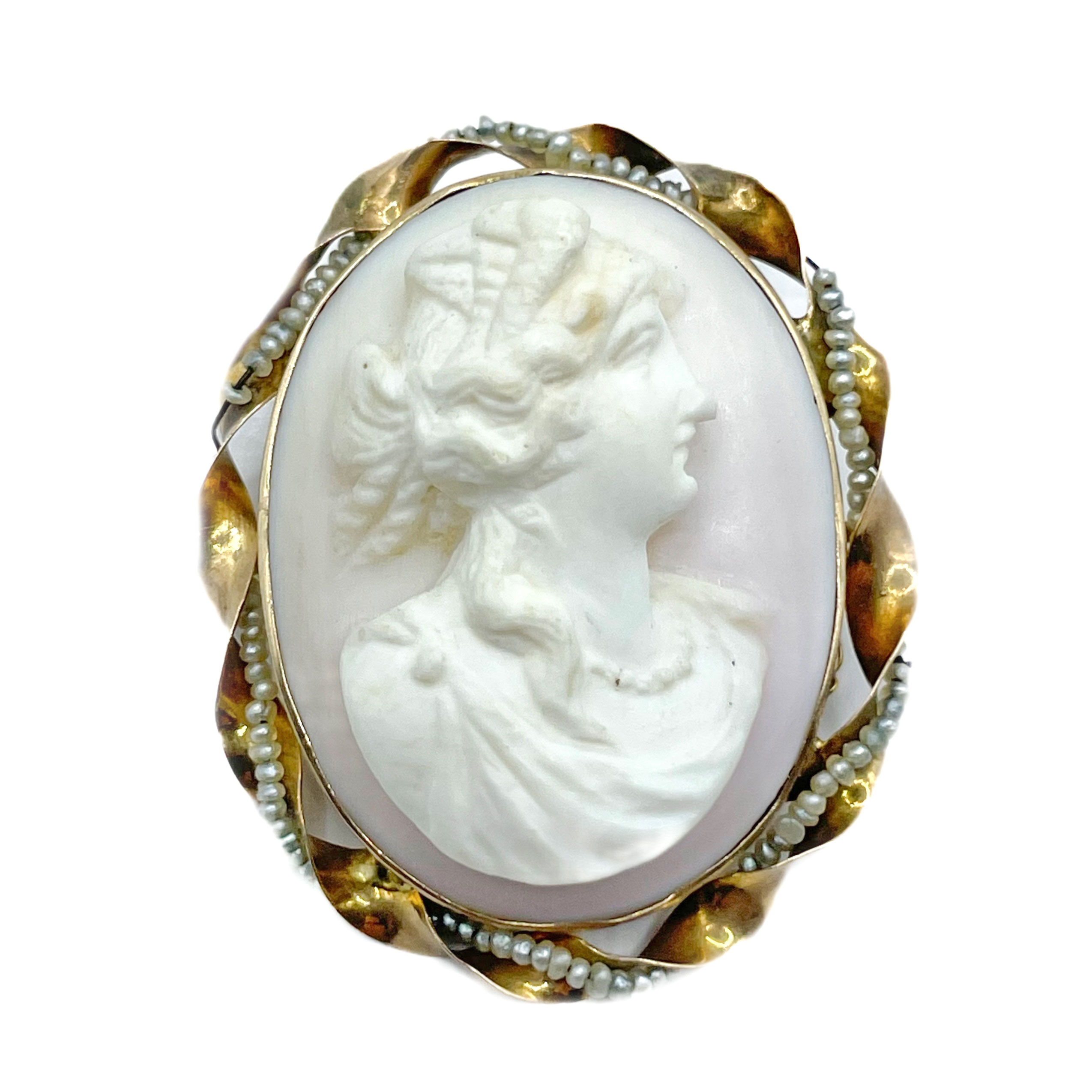Vintage cameo brooch pendant necklace