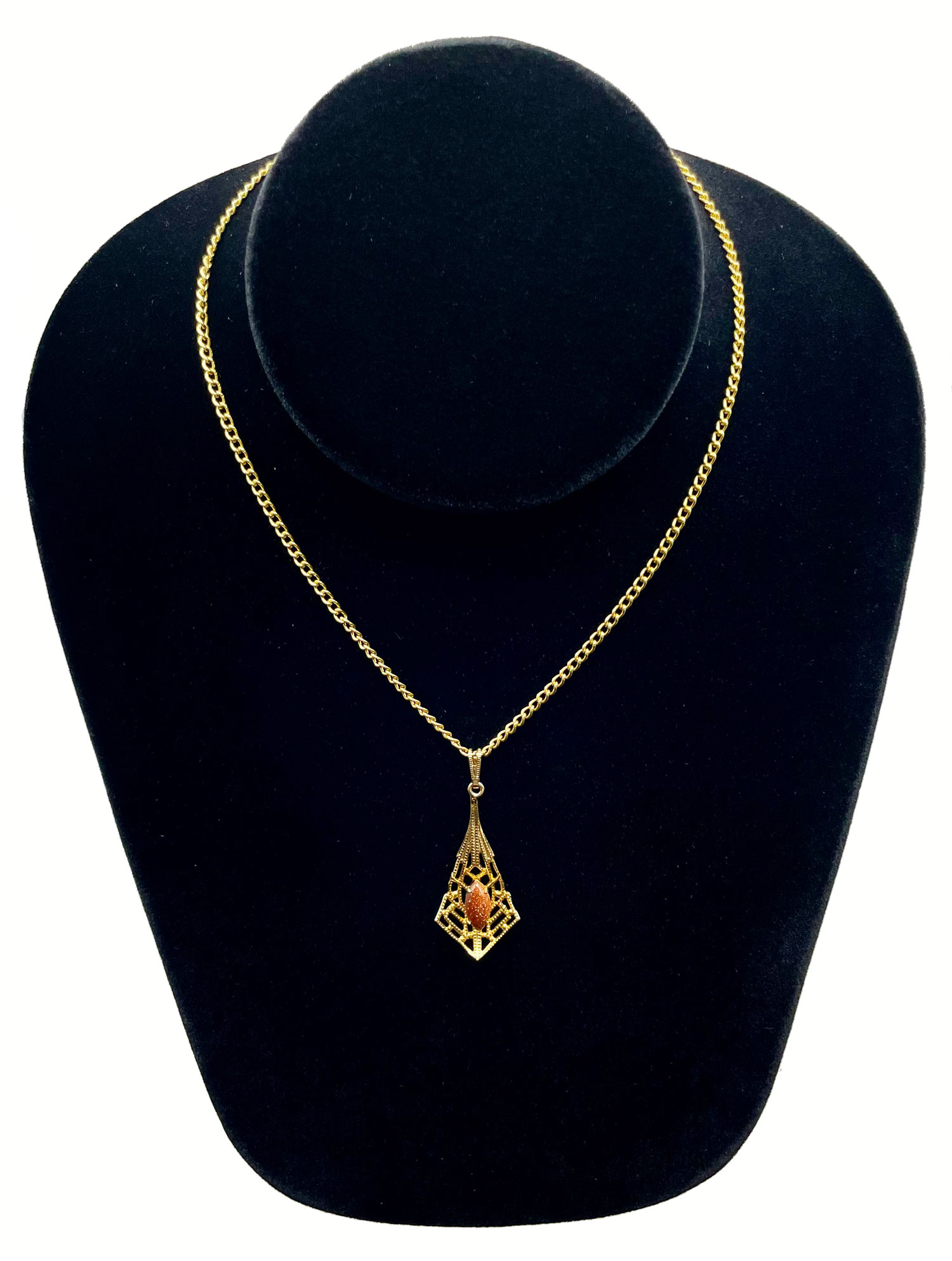 Art Deco goldstone pendant necklace