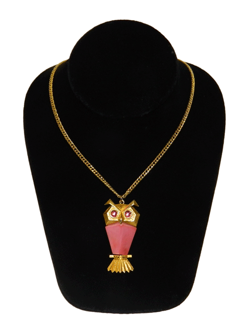 1970's owl pendant necklace