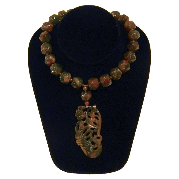 vintage Chinese carved stone necklace